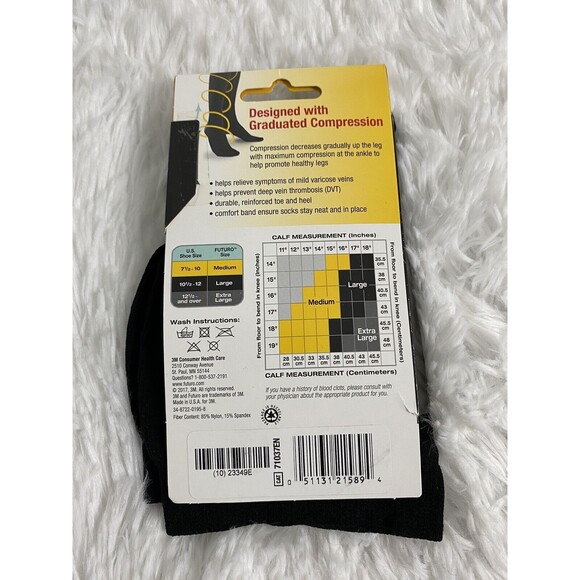 3M Futuro Dress Socks Men Size XL Compression 20-30 mmHg Travel Circulation - Picture 6 of 6